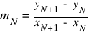 m_{N} ~  =  ~  {y_{N+1} ~ - ~ y_{N}}/{x_{N+1} ~ - ~ x_{N}}
